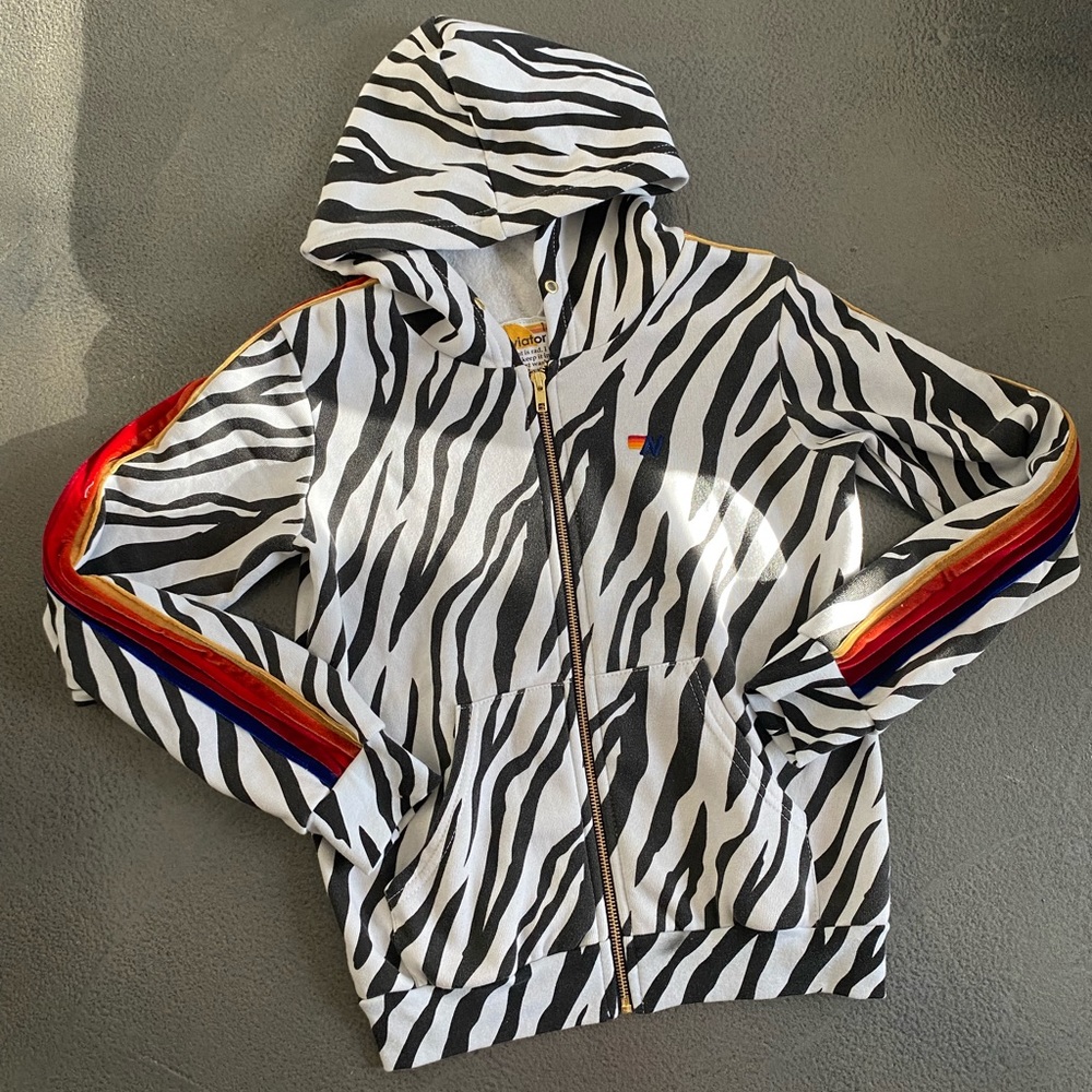 AV Nation Kids Zebra Velvet Stripe Zip Up